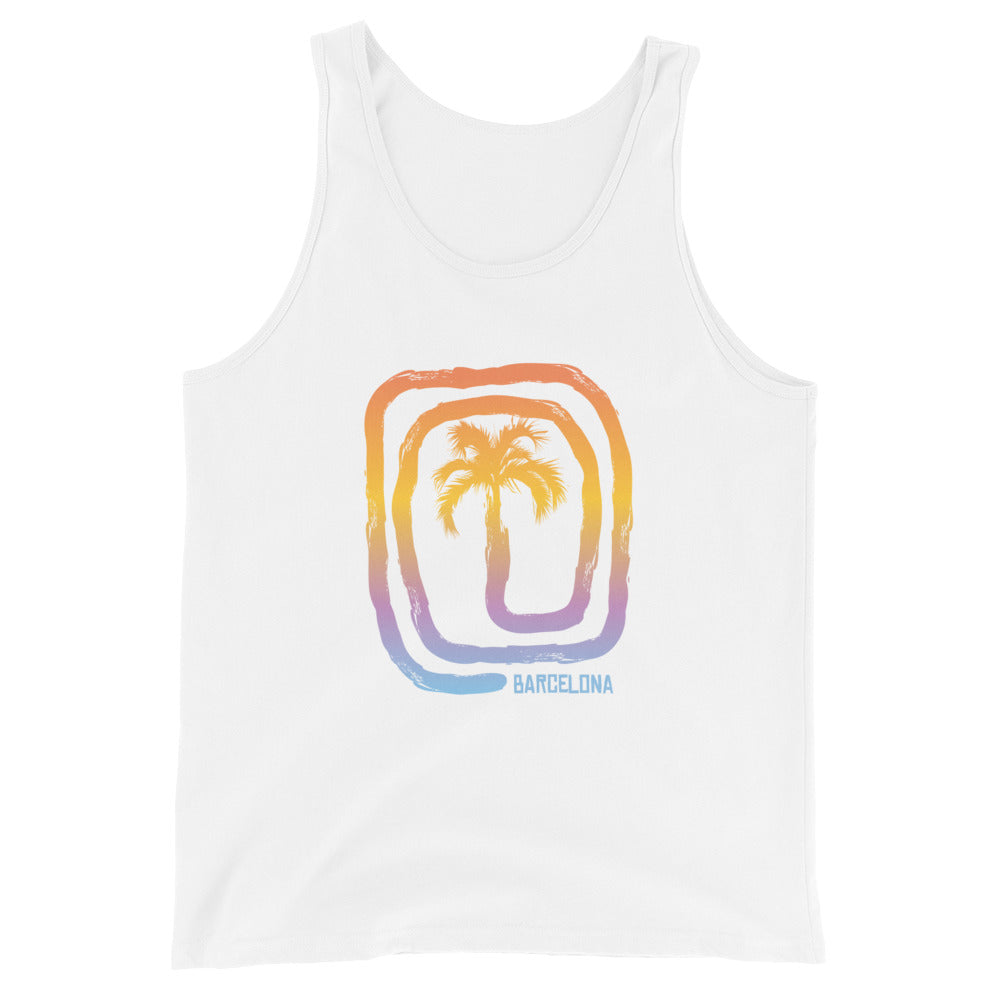 Cool Barcelona Spain Beach Palm Tree Vacation Souvenir Unisex Tank Top