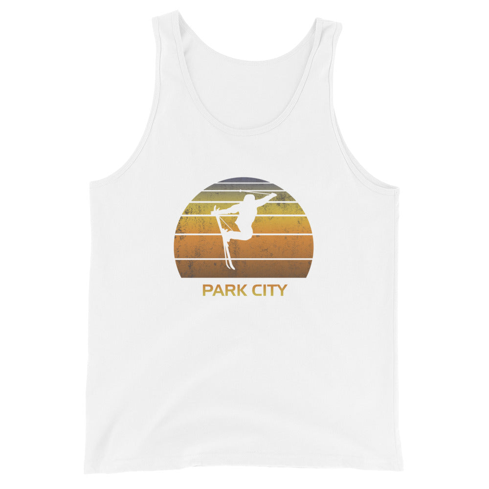 Retro Park City Utah Ski Fan Skier Sunset Unisex Tank Top