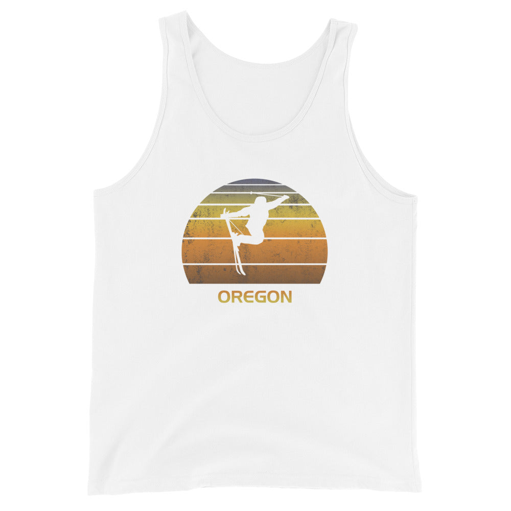 Retro Oregon Ski Fan Skier Skiing Sunset Unisex Tank Top
