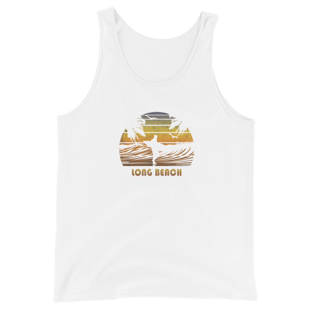 Retro Long Beach California Surfing Fan Surfer Souvenir Unisex Tank Top