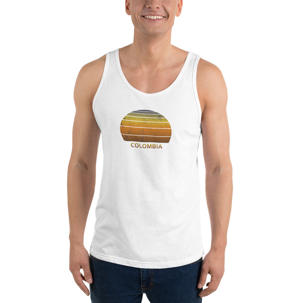 Retro Colombia Sunset Vacation Souvenir Vintage Sunrise Unisex Tank Top