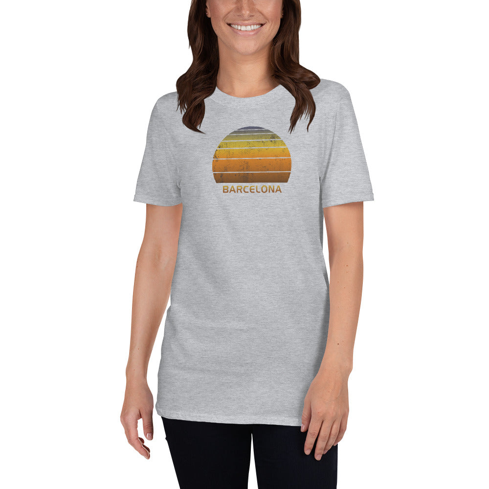 Retro Barcelona Spain Spanish Vacation Souvenir Sunset Vintage Unisex T-Shirt