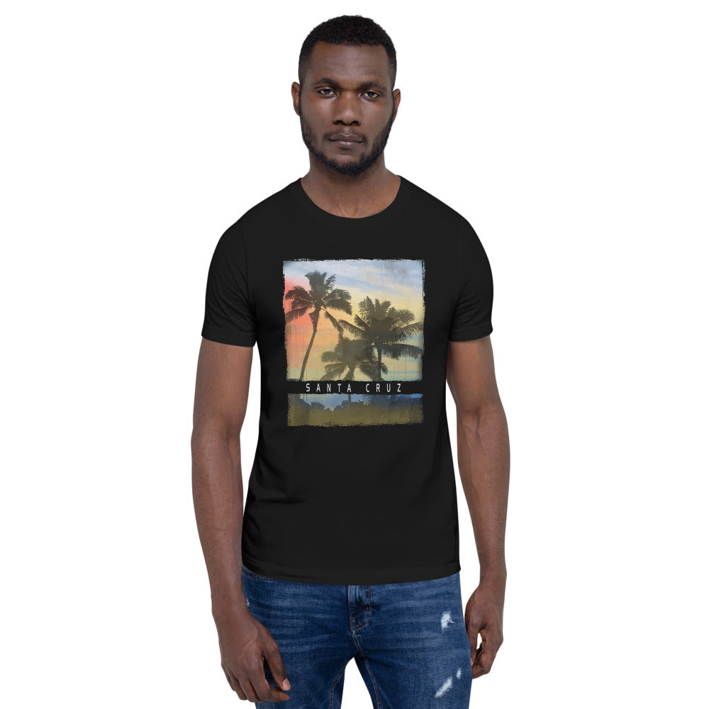 Cool Santa Cruz California Unisex T-Shirt Vacation Beach Palm Tree