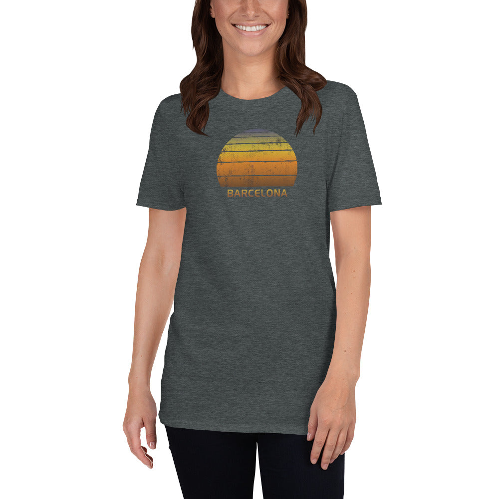 Retro Barcelona Spain Spanish Vacation Souvenir Sunset Vintage Unisex T-Shirt