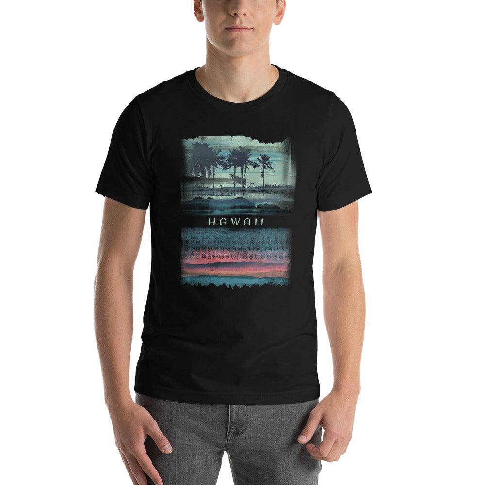 Hawaii Vacation Souvenir Unisex T-Shirt Tropical Palm Tree Abstract Beach