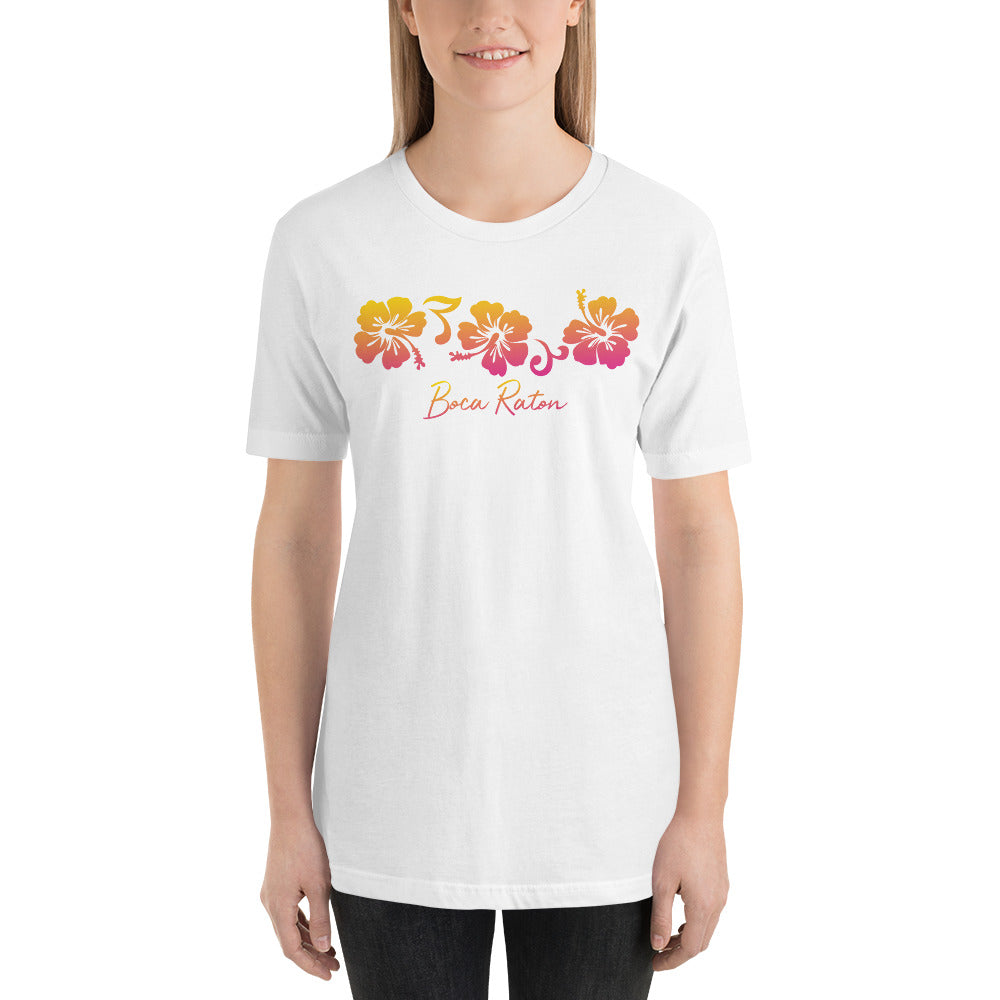 Boca Raton Florida Unisex T-Shirt Tropical Hibiscus Flower