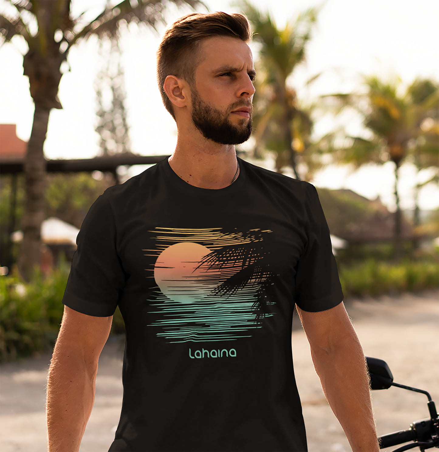 -Artistic Lahaina Maui Hawaii Palm Tree Vacation Souvenir Unisex T-Shirt