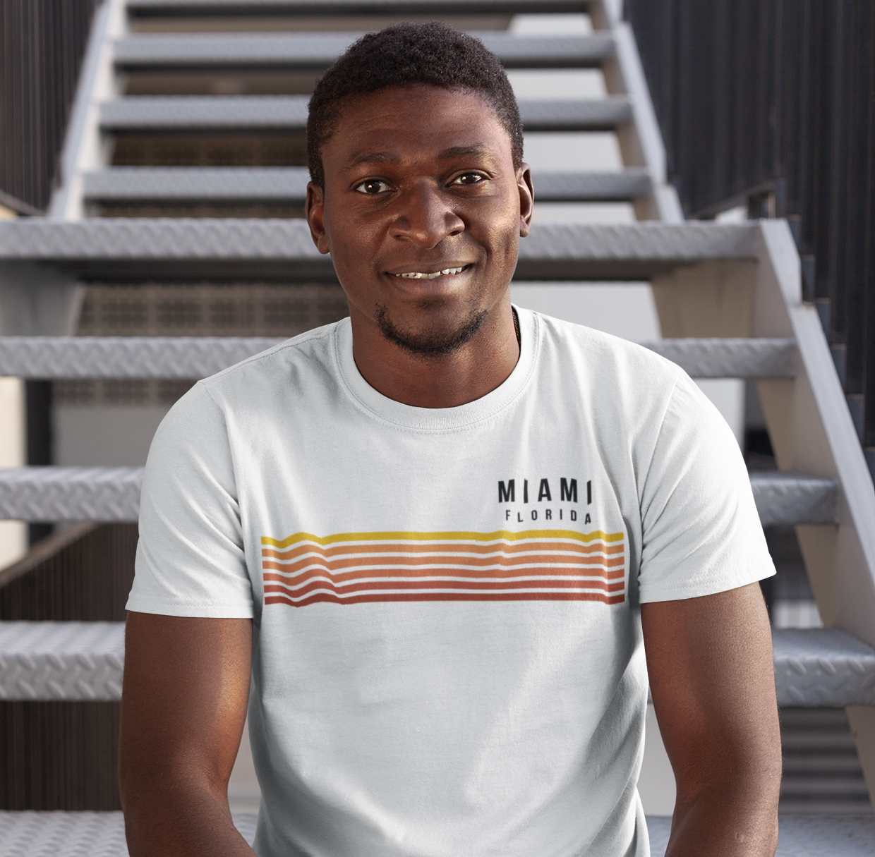 -Retro Miami Florida Vacation Stripes Unisex T-Shirt