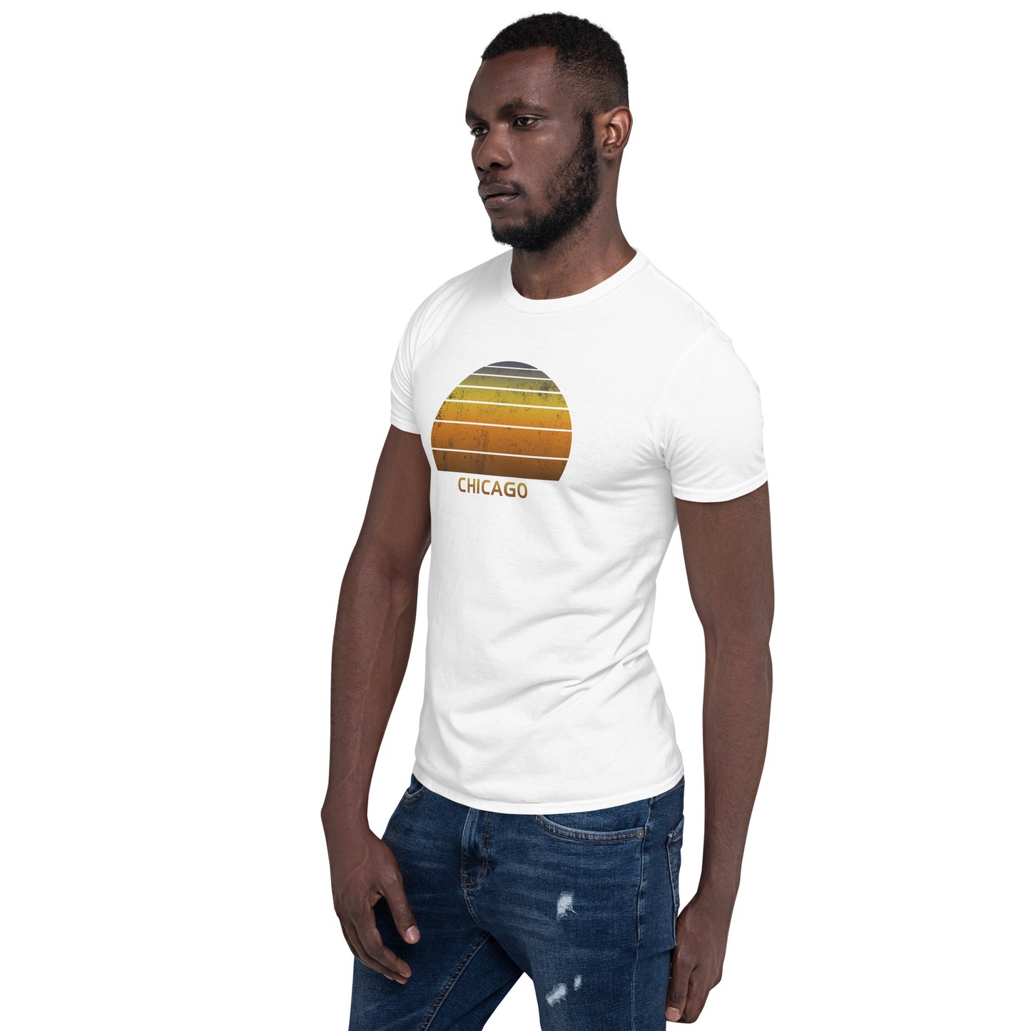 Retro Chicago Sunset Vacation Souvenir Vintage Sunrise Unisex T-Shirt