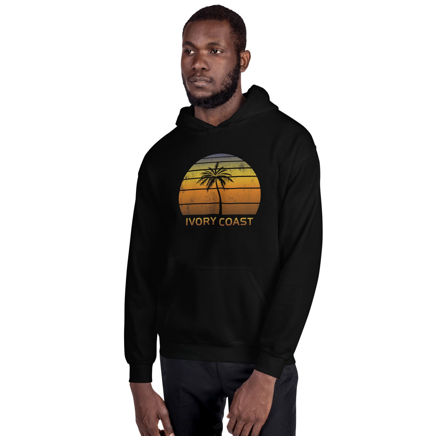 Retro Ivory Coast Africa Vintage Sunset Beach Vacation Souvenir Unisex Hoodie Top Sweatshirt