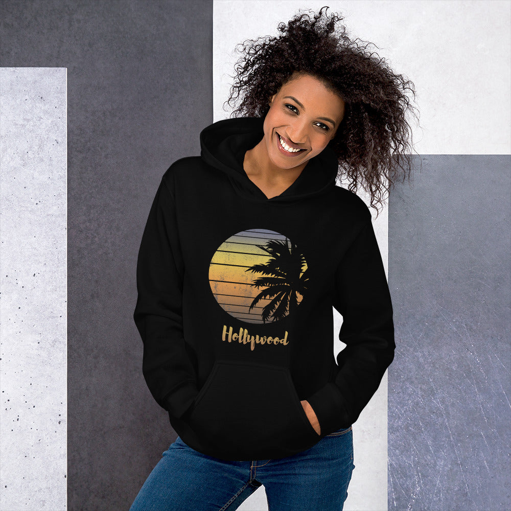 Retro Hollywood California Palm Tree Vacation Souvenir Unisex Hoodie Top Sweatshirt