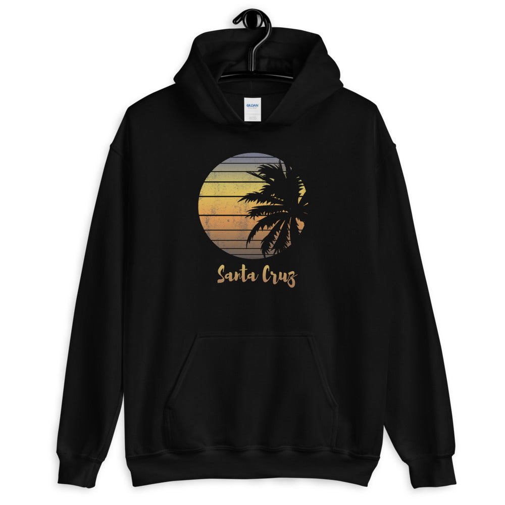 Retro Santa Cruz California Beach Vacation Souvenir Palm Tree Unisex Hoodie Top Sweatshirt