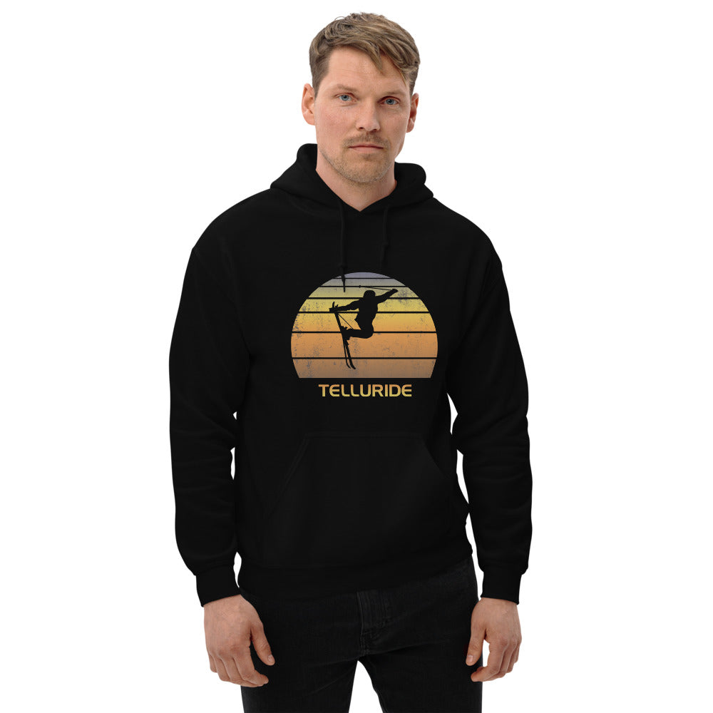 Cool Retro Telluride Colorado Skiing Ski Fan Unisex Hoodie Top Sweatshirt