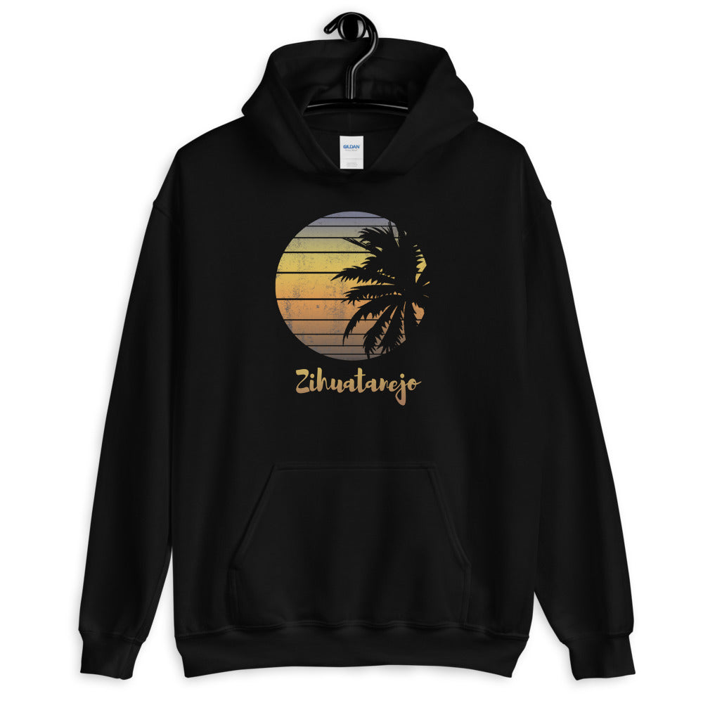 Retro Zihuatanejo Mexico Beach Family Vacation Souvenir Palm Tree Unisex Hoodie Top Sweatshirt