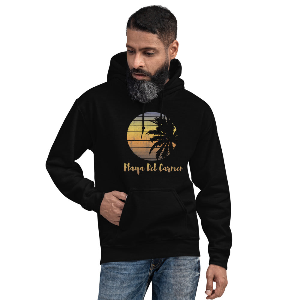 Retro Playa Del Carmen Mexico Beach Family Vacation Souvenir Palm Tree Unisex Hoodie Top Sweatshirt