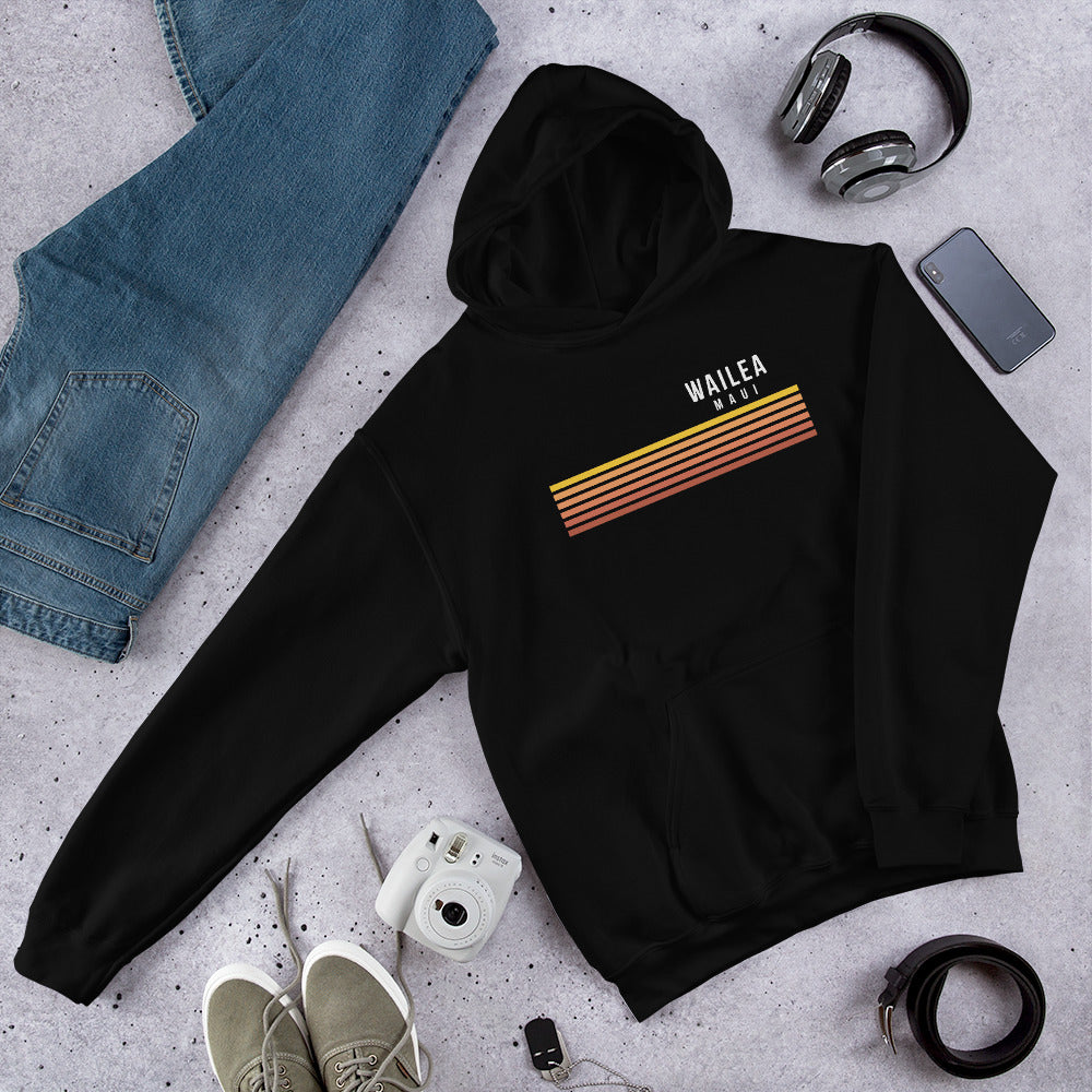 Retro Wailea Maui Hawaii Vacation Stripes Unisex Hoodie Top Sweatshirt