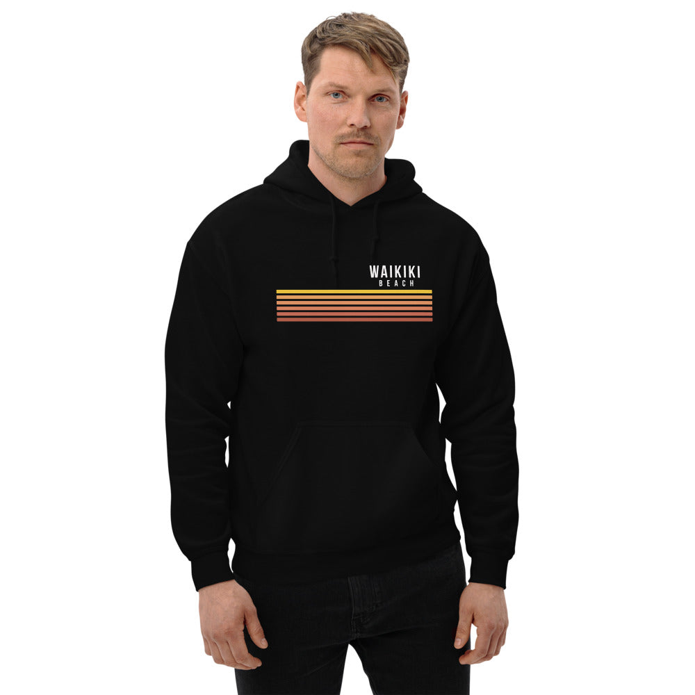 Retro Waikiki Beach Oahu Hawaii Vacation Stripes Unisex Hoodie Top Sweatshirt