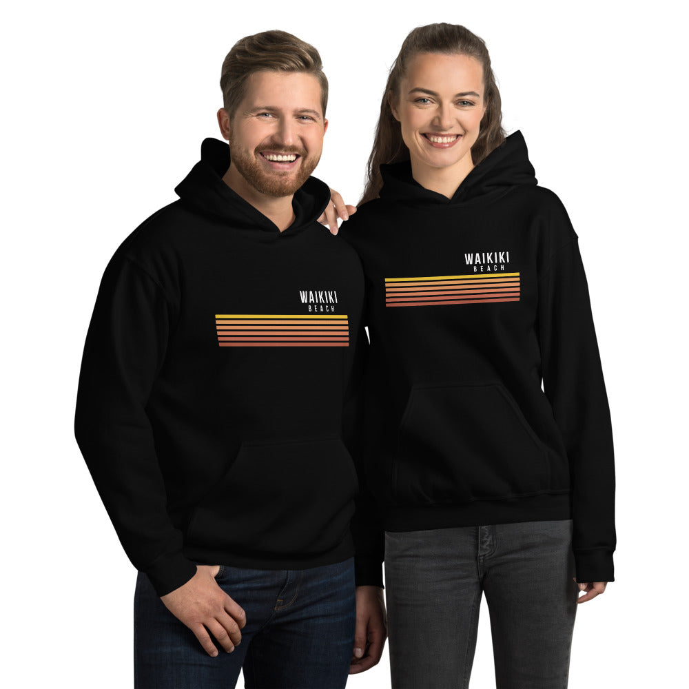 Retro Waikiki Beach Oahu Hawaii Vacation Stripes Unisex Hoodie Top Sweatshirt