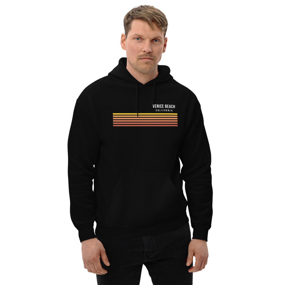 Retro Venice Beach California Vacation Stripes Unisex Hoodie Top Sweatshirt