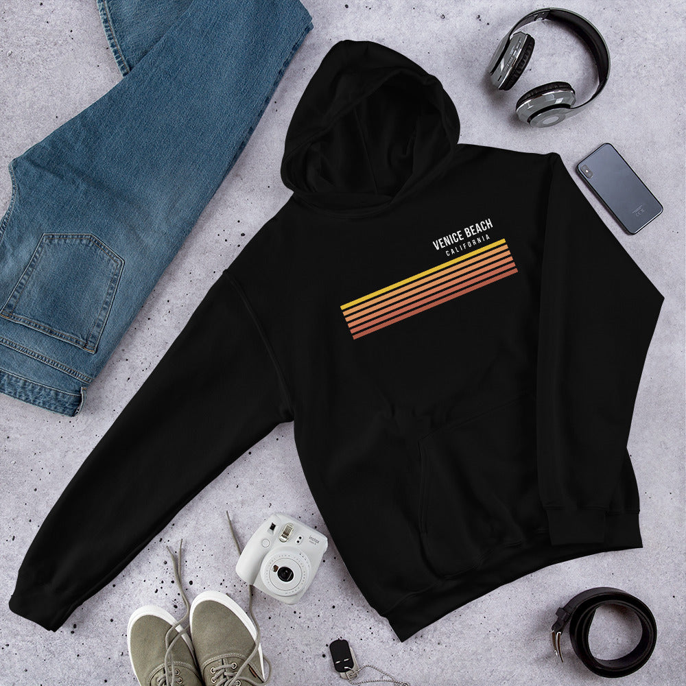 Retro Venice Beach California Vacation Stripes Unisex Hoodie Top Sweatshirt