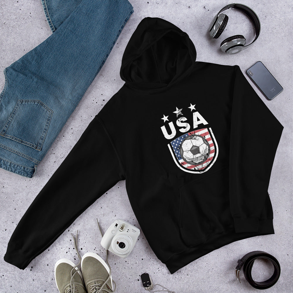 Retro USA Soccer Team Football Fan Country American Flag Unisex Hoodie Top Sweatshirt