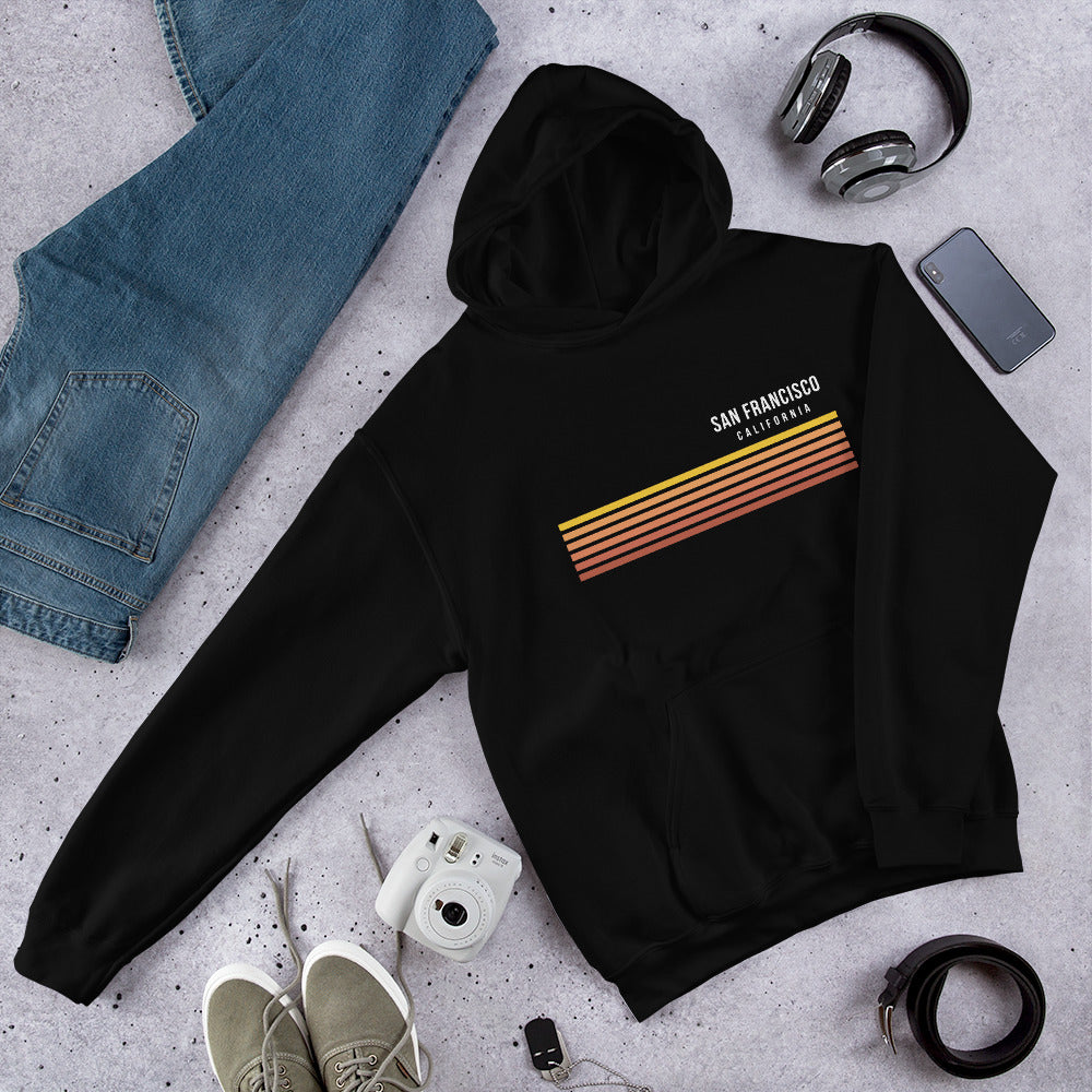 Retro San Francisco California Vacation Stripes Unisex Hoodie Top Sweatshirt