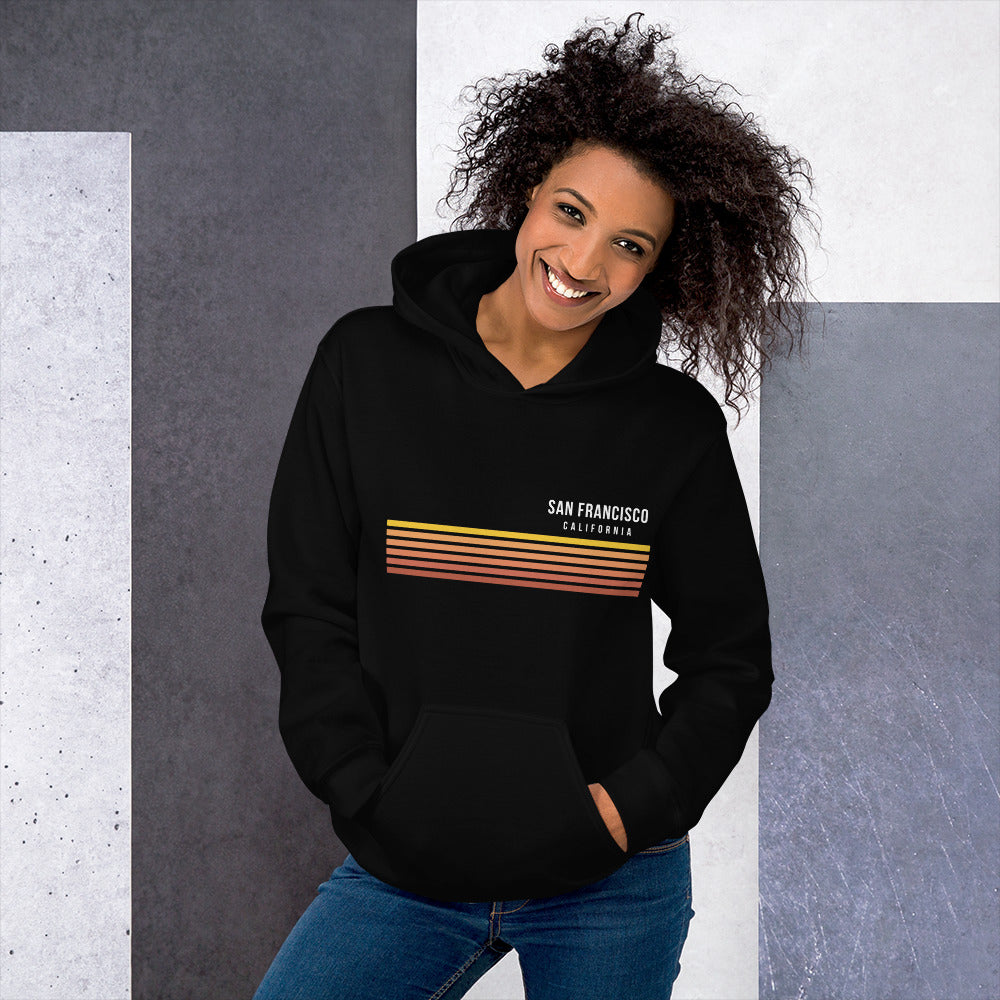 Retro San Francisco California Vacation Stripes Unisex Hoodie Top Sweatshirt