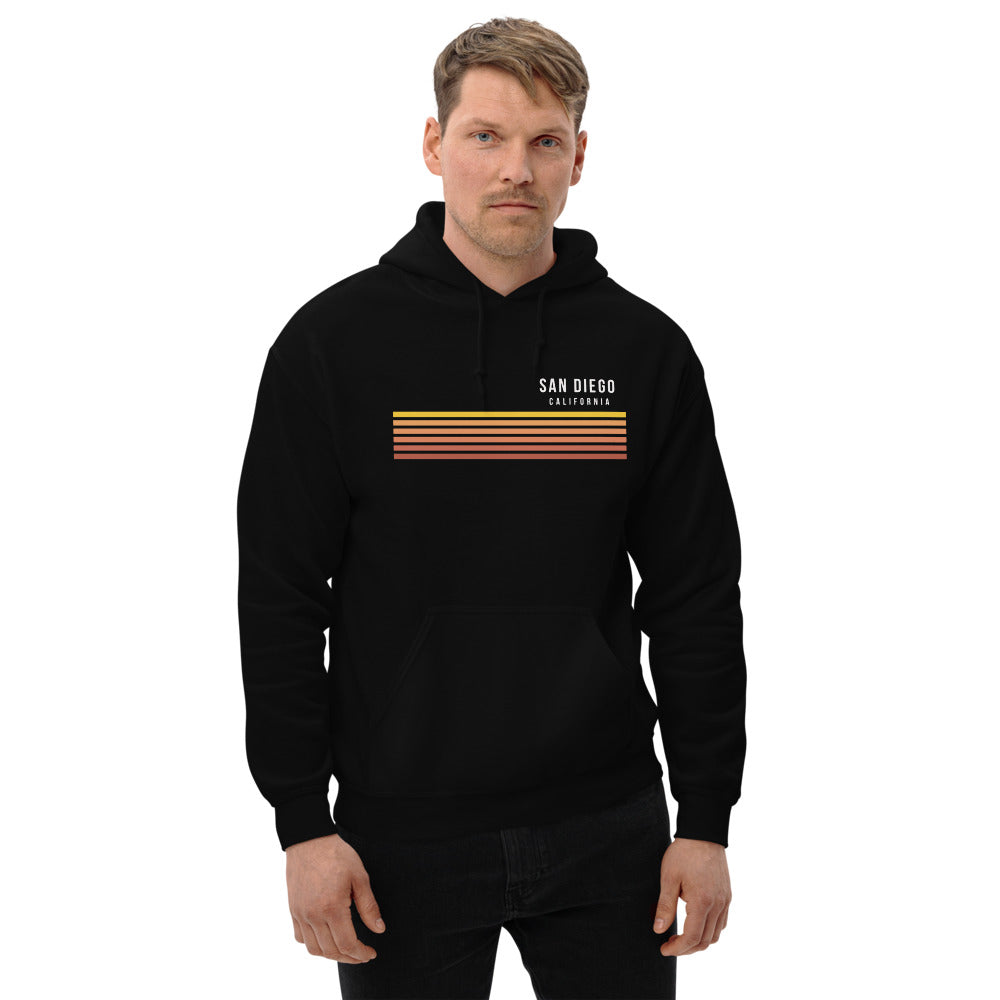 Retro San Diego California Vacation Stripes Unisex Hoodie Top Sweatshirt