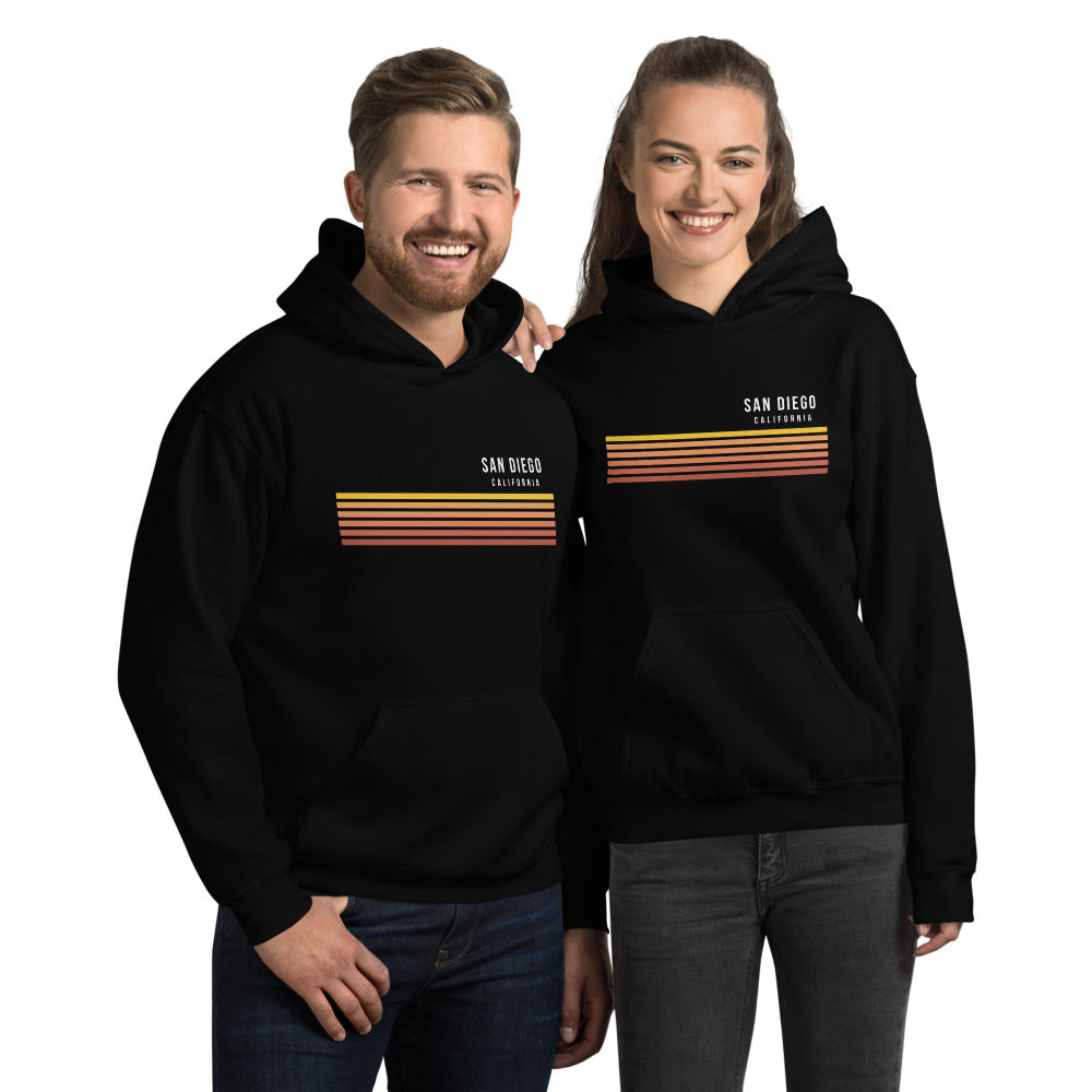 Retro San Diego California Vacation Stripes Unisex Hoodie Top Sweatshirt
