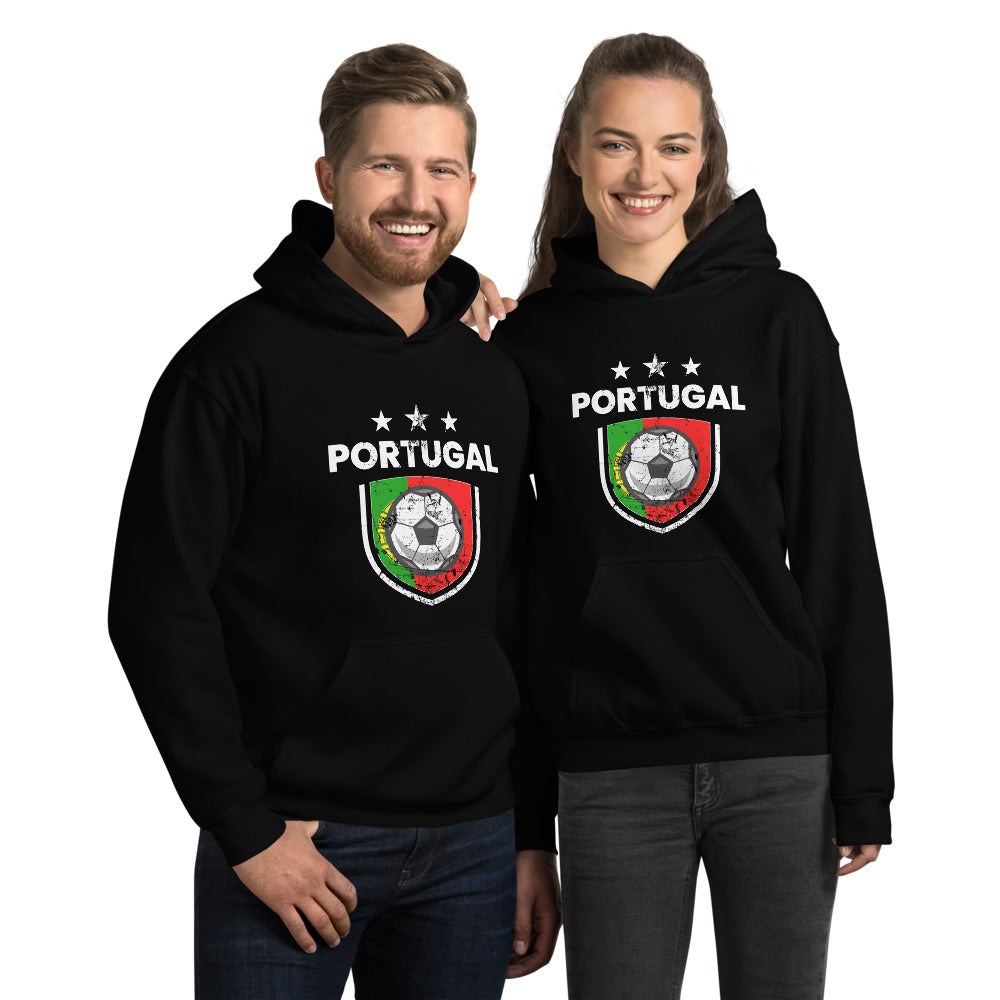 Retro Portugal Soccer Team Football Fan Country Portuguese Flag Unisex Hoodie Top Sweatshirt