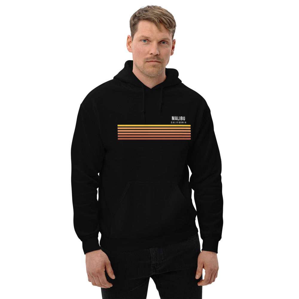 Retro Malibu California Vacation Stripes Unisex Hoodie Top Sweatshirt