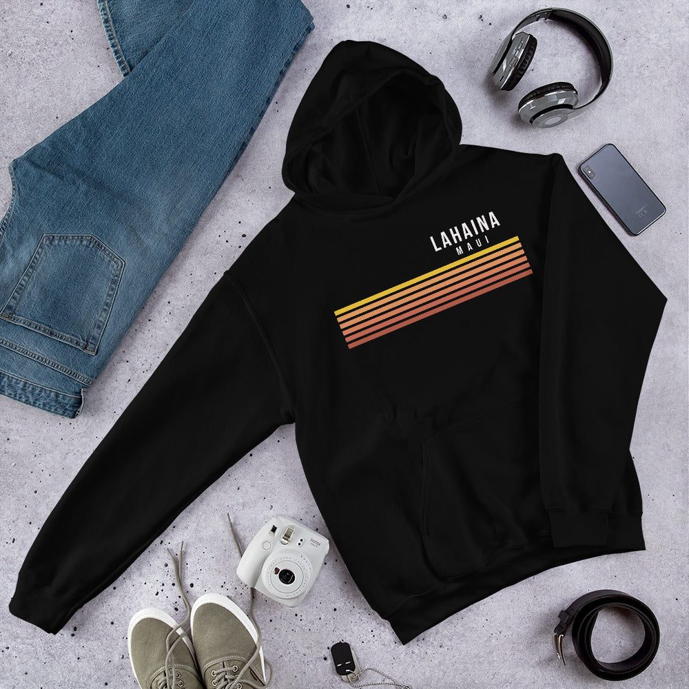 Retro Lahaina Maui Hawaii Vacation Stripes Unisex Hoodie Top Sweatshirt