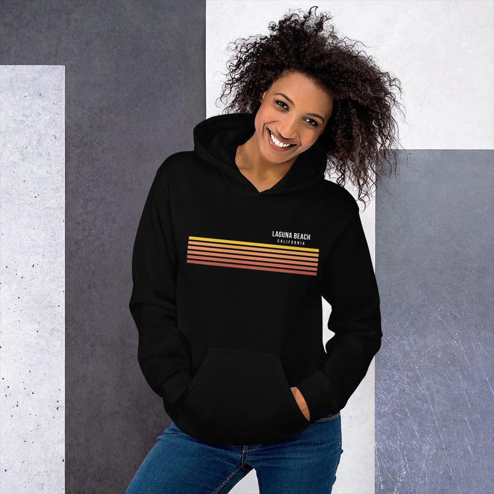 Retro Laguna Beach California Vacation Stripes Unisex Hoodie Top Sweatshirt