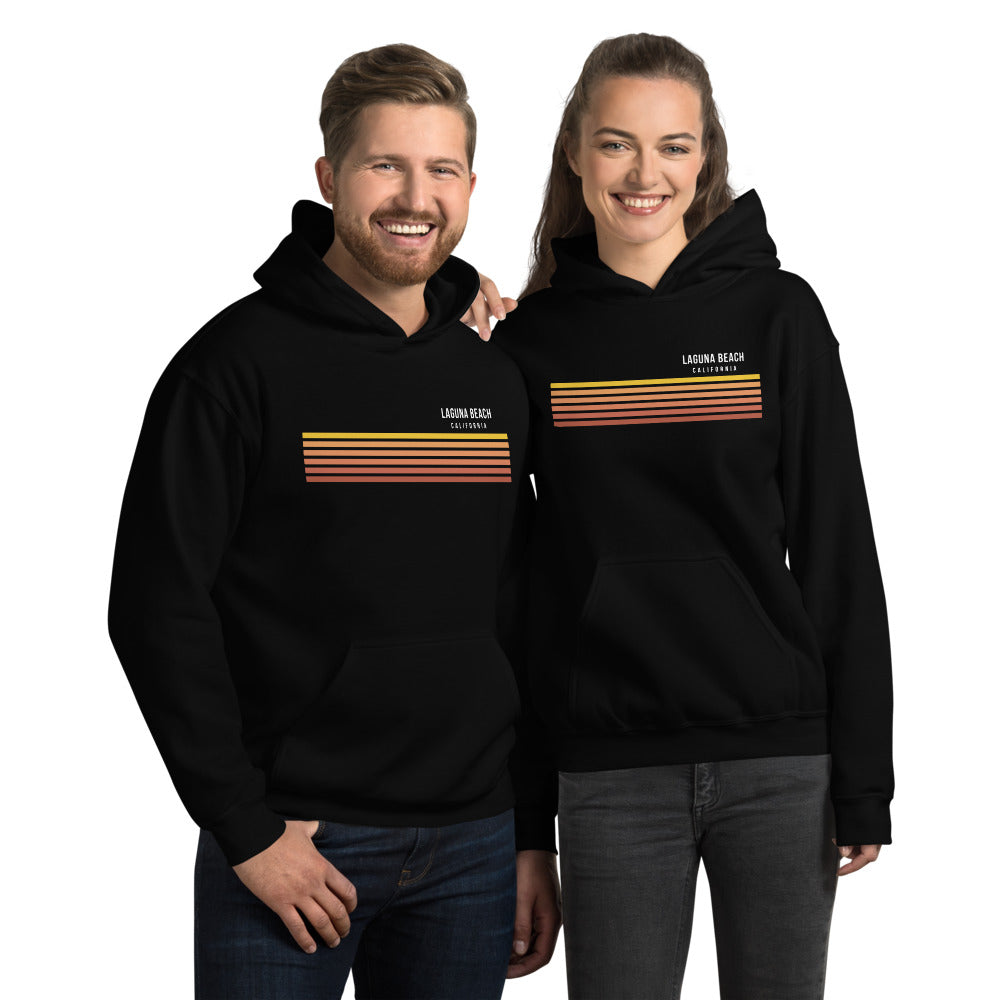 Retro Laguna Beach California Vacation Stripes Unisex Hoodie Top Sweatshirt