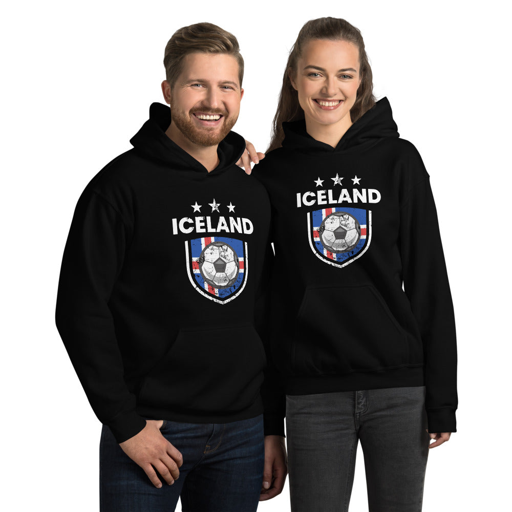 Retro Iceland Soccer Team Football Fan Country Icelandic Flag Unisex Hoodie Top Sweatshirt