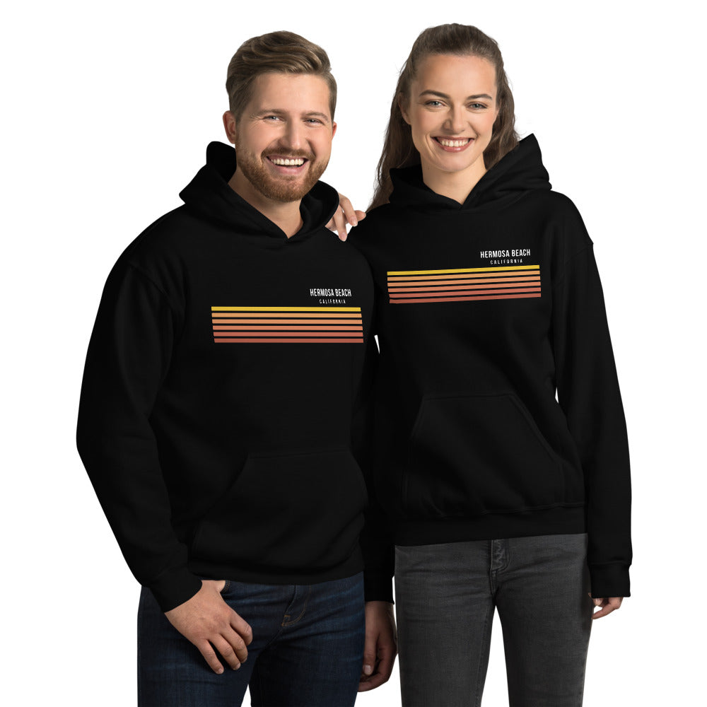 Retro Hermosa Beach California Vacation Stripes Unisex Hoodie Top Sweatshirt