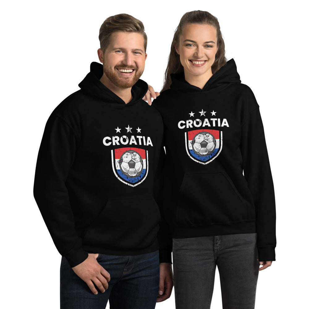 Retro Croatia Soccer Team Football Fan Country Croatian Flag Unisex Hoodie Top Sweatshirt