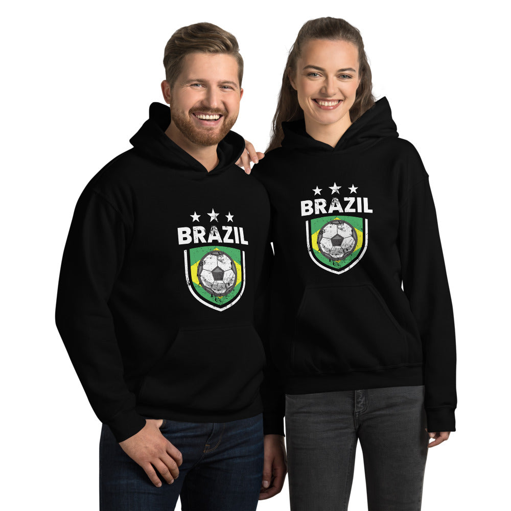 Retro Brazil Soccer Team Football Fan Country Brasil Brazilian Unisex Hoodie Top Sweatshirt