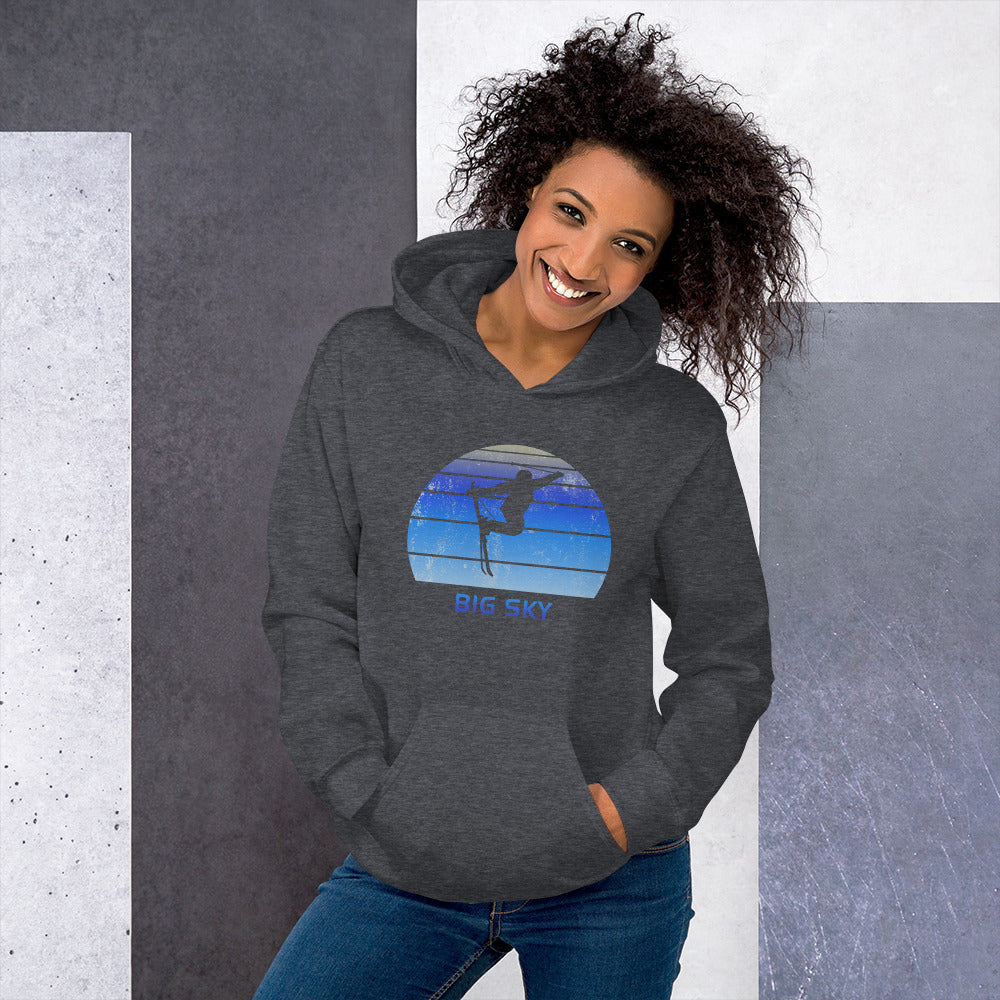 Retro Big Sky Montana Skiing Fan Unisex Hoodie Top Sweatshirt