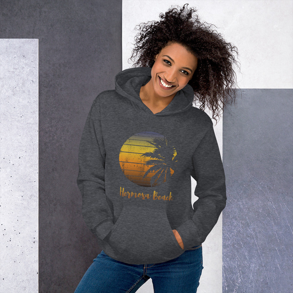Retro Hermosa Beach California Cool Vacation Souvenir Palm Tree Unisex Hoodie Top Sweatshirt