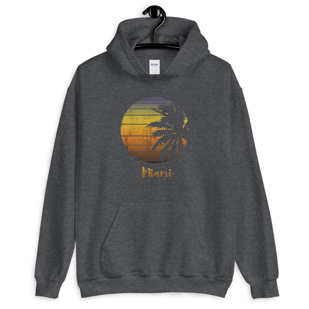 Retro Miami Florida Beach Palm Tree Vacation Souvenir Unisex Hoodie Top Sweatshirt
