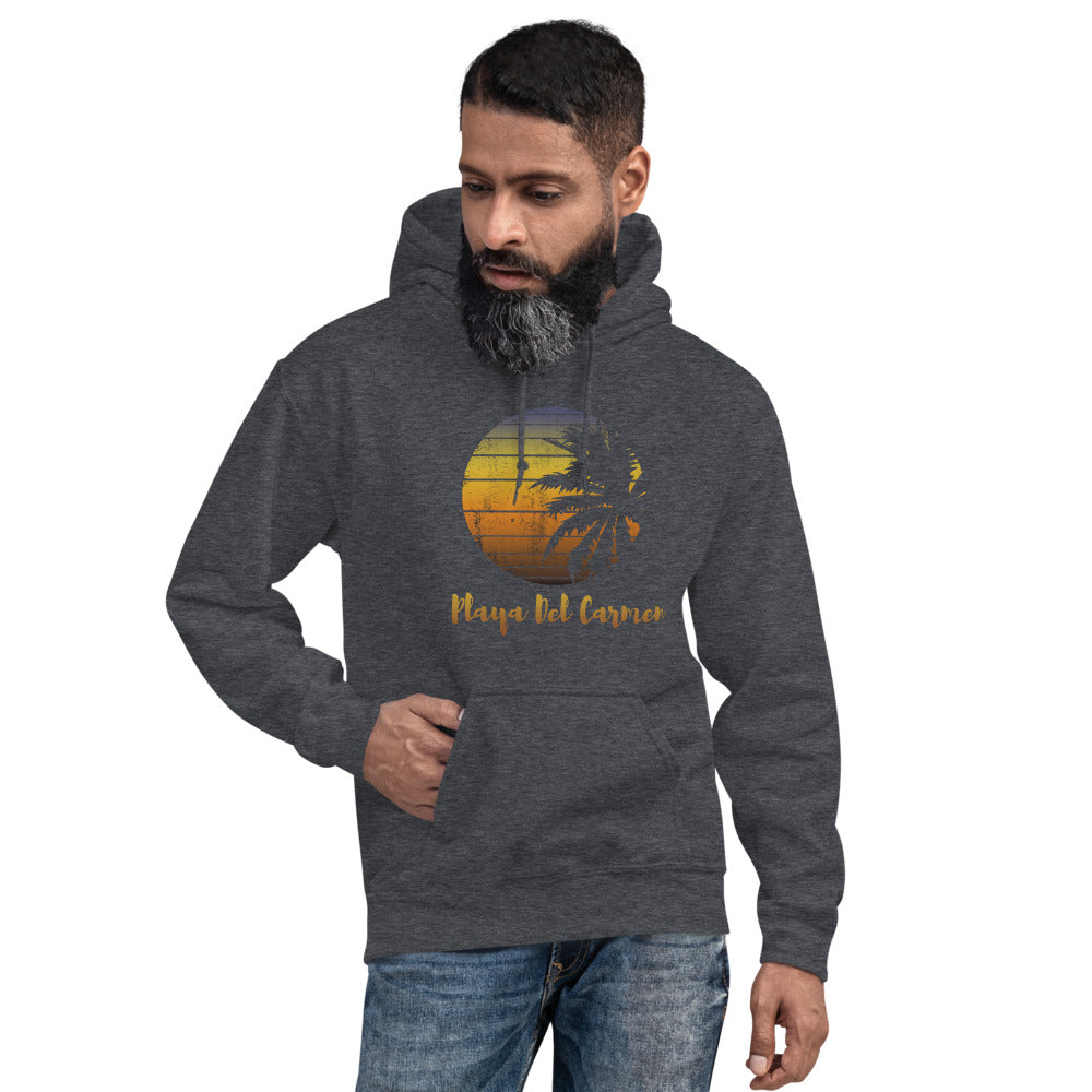 Retro Playa Del Carmen Mexico Beach Family Vacation Souvenir Palm Tree Unisex Hoodie Top Sweatshirt