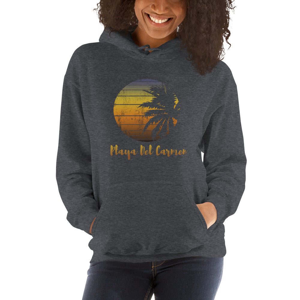Retro Playa Del Carmen Mexico Beach Family Vacation Souvenir Palm Tree Unisex Hoodie Top Sweatshirt