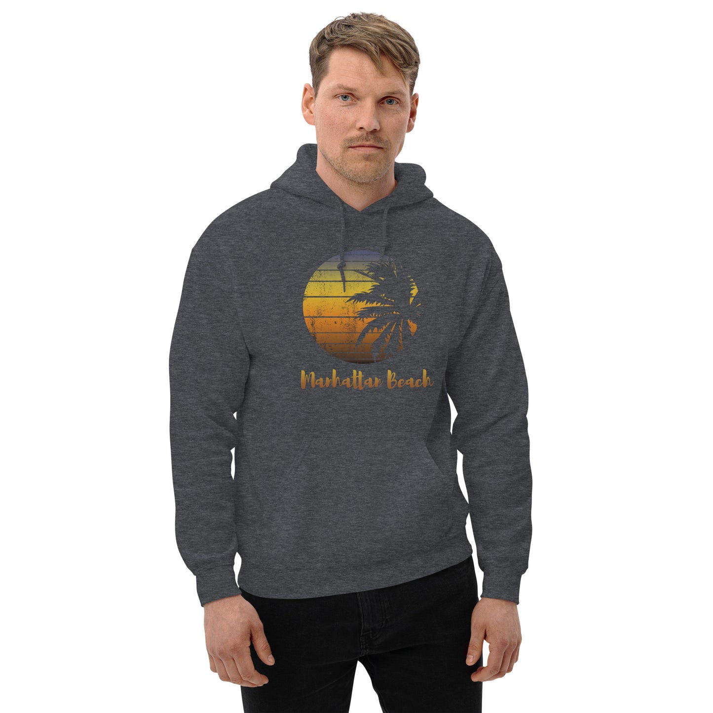 Retro Manhattan Beach California Cool Vacation Souvenir Palm Tree Unisex Hoodie Top Sweatshirt