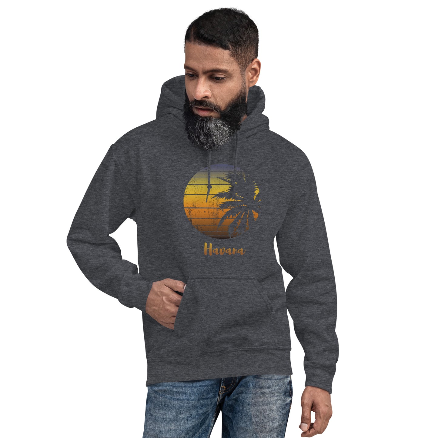 Retro Havana Cuba Beach Palm Tree Vacation Souvenir Unisex Hoodie Top Sweatshirt