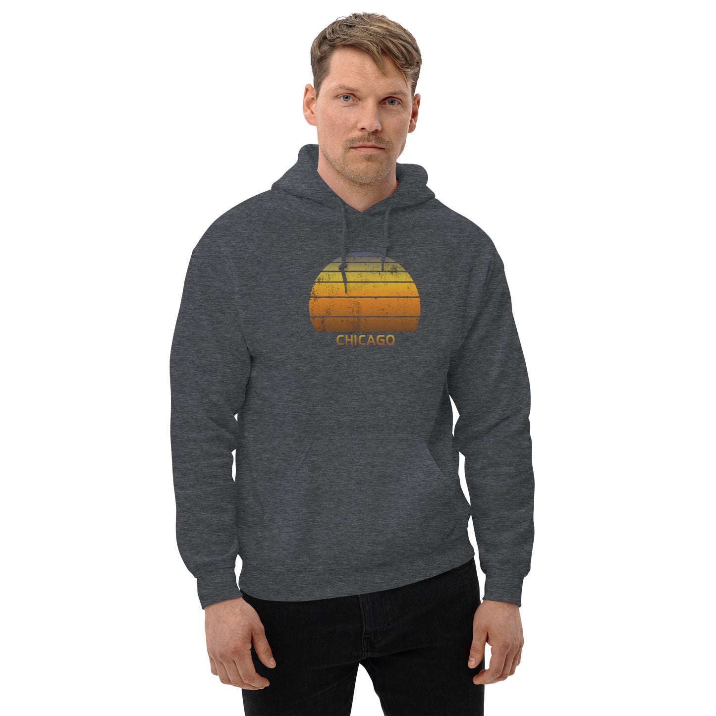 Retro Chicago Sunset Vacation Souvenir Vintage Sunrise Unisex Hoodie Top Sweatshirt