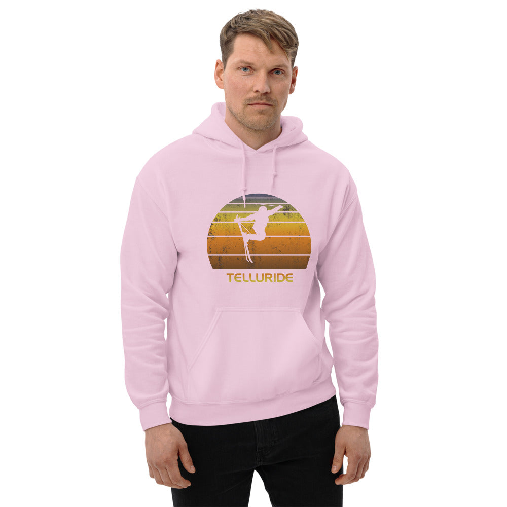Cool Retro Telluride Colorado Skiing Ski Fan Unisex Hoodie Top Sweatshirt