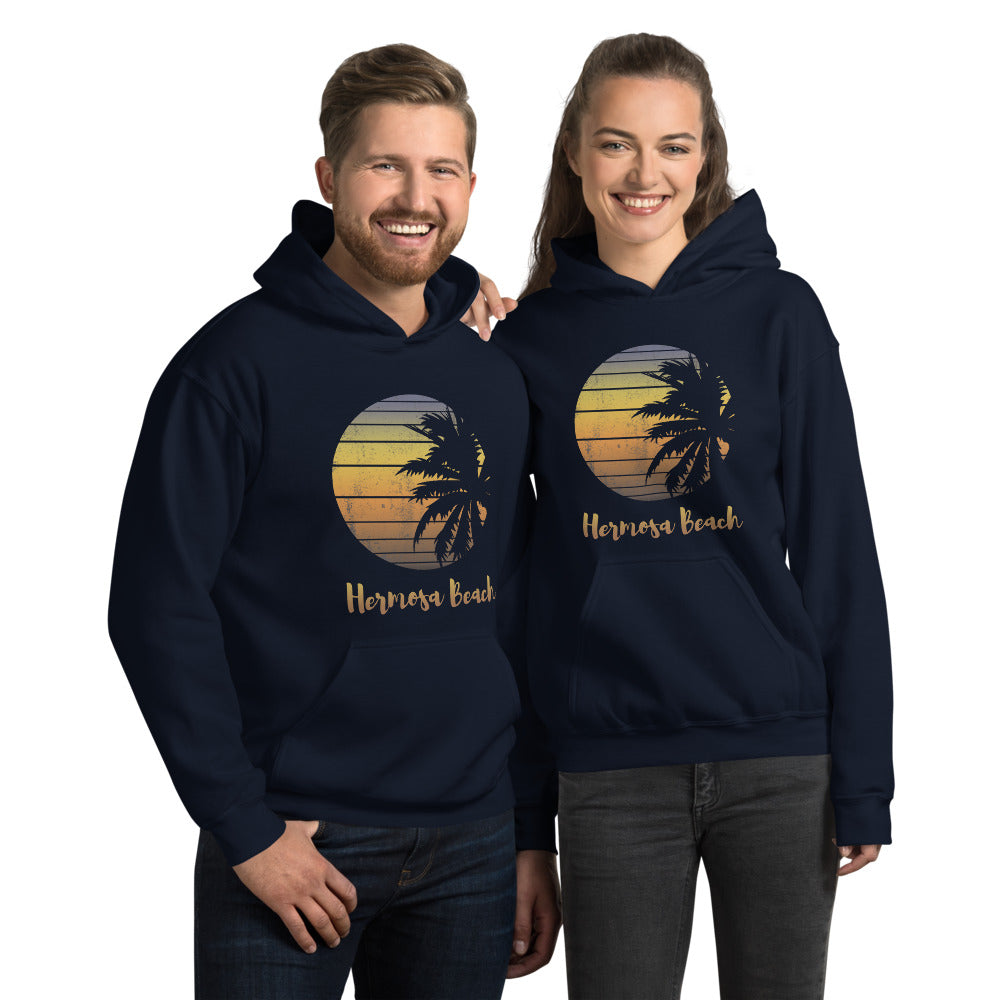 Retro Hermosa Beach California Cool Vacation Souvenir Palm Tree Unisex Hoodie Top Sweatshirt
