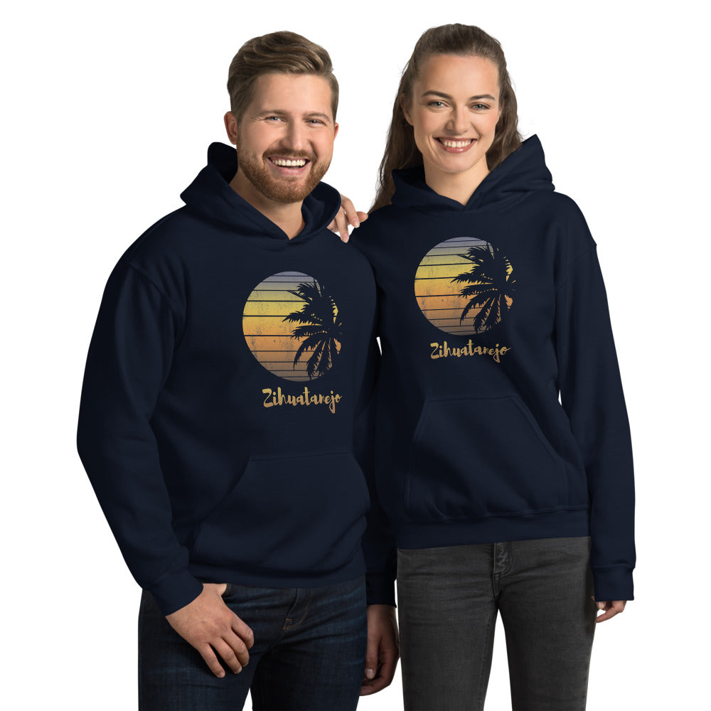 Retro Zihuatanejo Mexico Beach Family Vacation Souvenir Palm Tree Unisex Hoodie Top Sweatshirt
