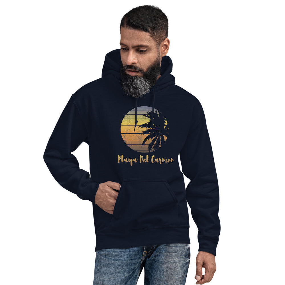 Retro Playa Del Carmen Mexico Beach Family Vacation Souvenir Palm Tree Unisex Hoodie Top Sweatshirt